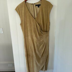 Ralph Lauren Suede Cocktail Dress with Pleated Waist